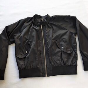 Free People Shiny Black Bomber Jacket Size M